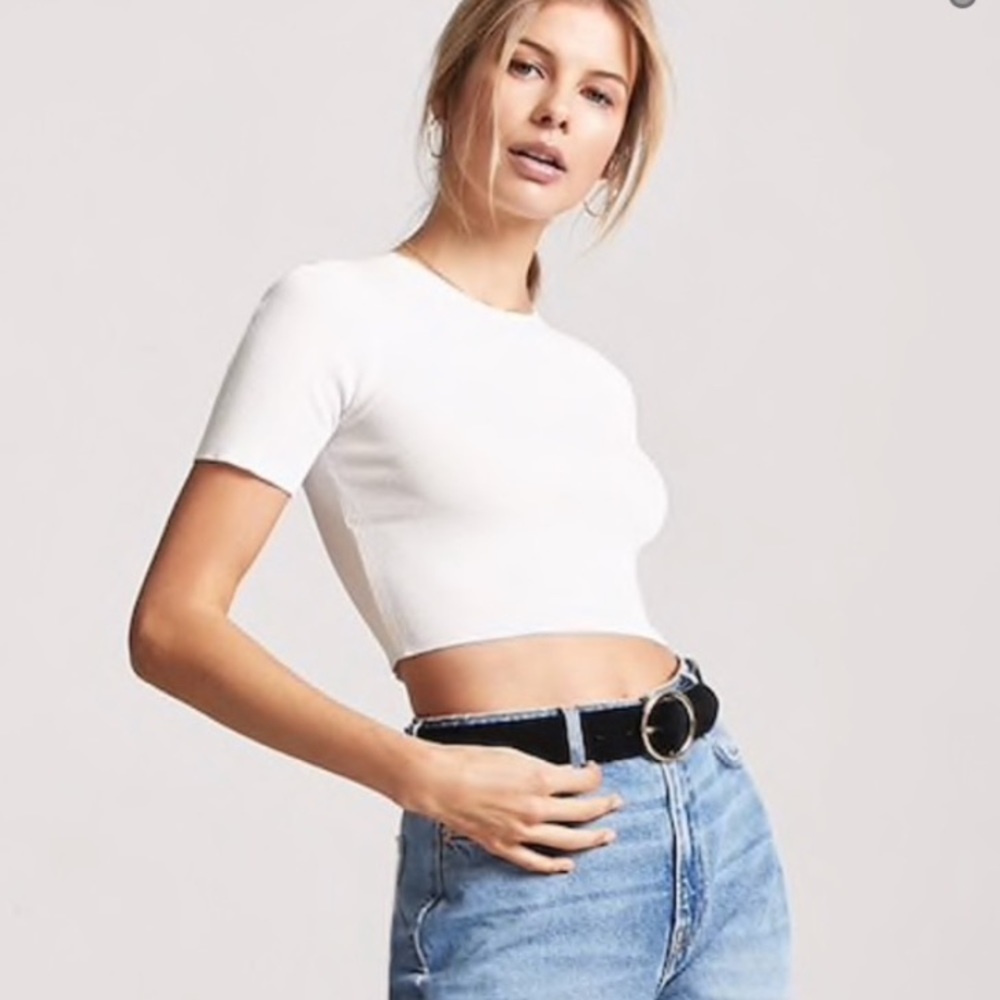 Knit white crop top